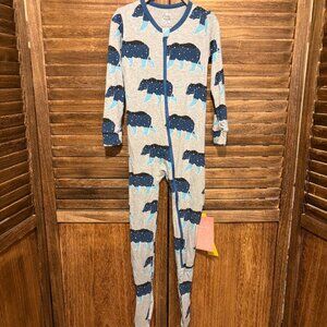 Kickee Pants Kids Long Sleeve Zipper Footie Pajama Blue Bear
